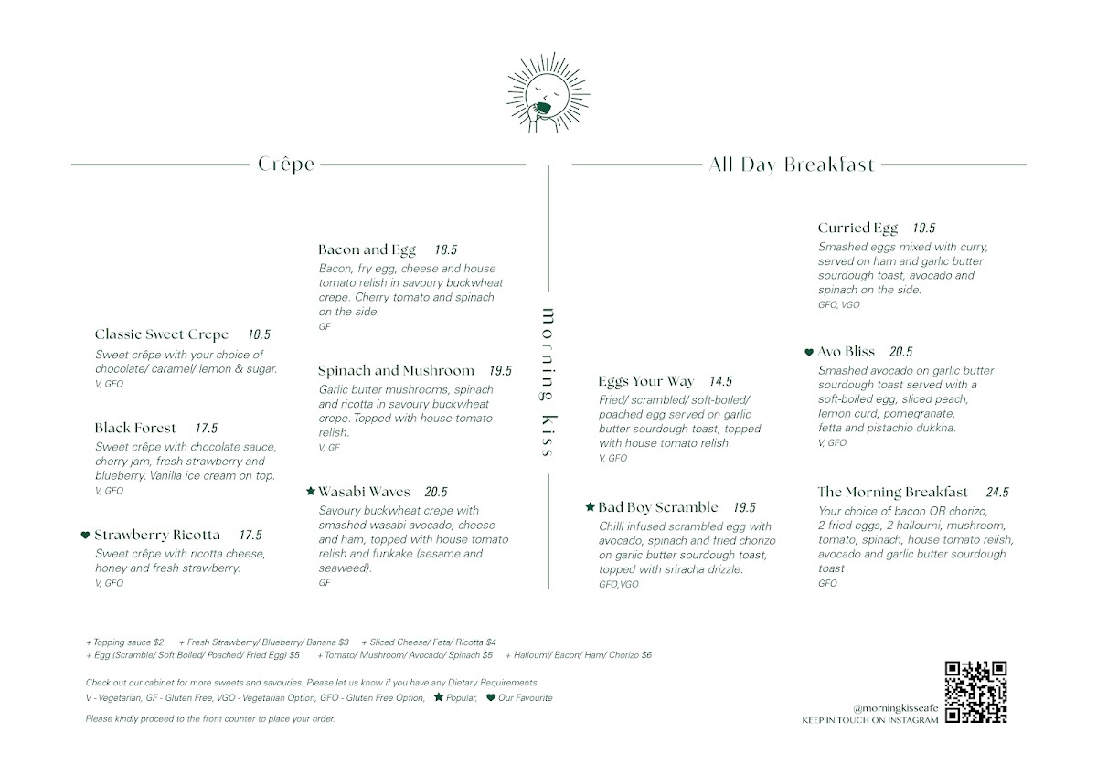 Morning Kiss Menu 3