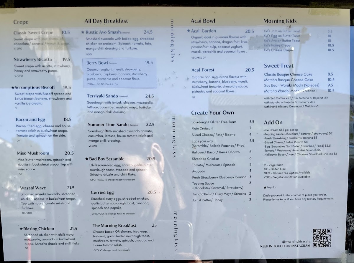 Morning Kiss Menu 7