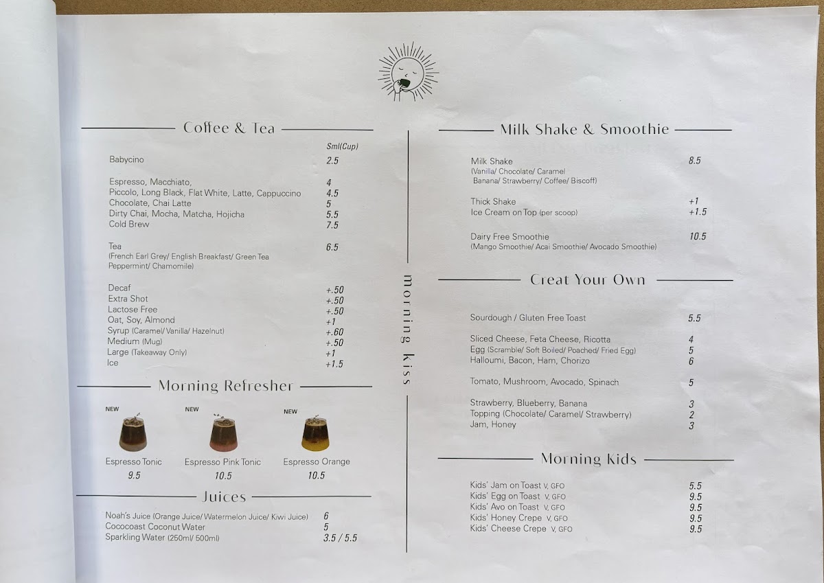 Morning Kiss Menu 9