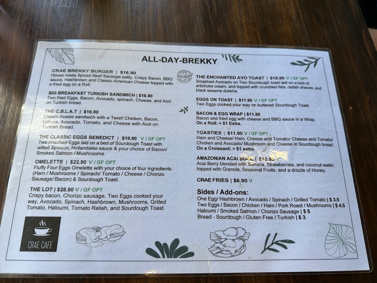 CRAE CAFE Menu 2