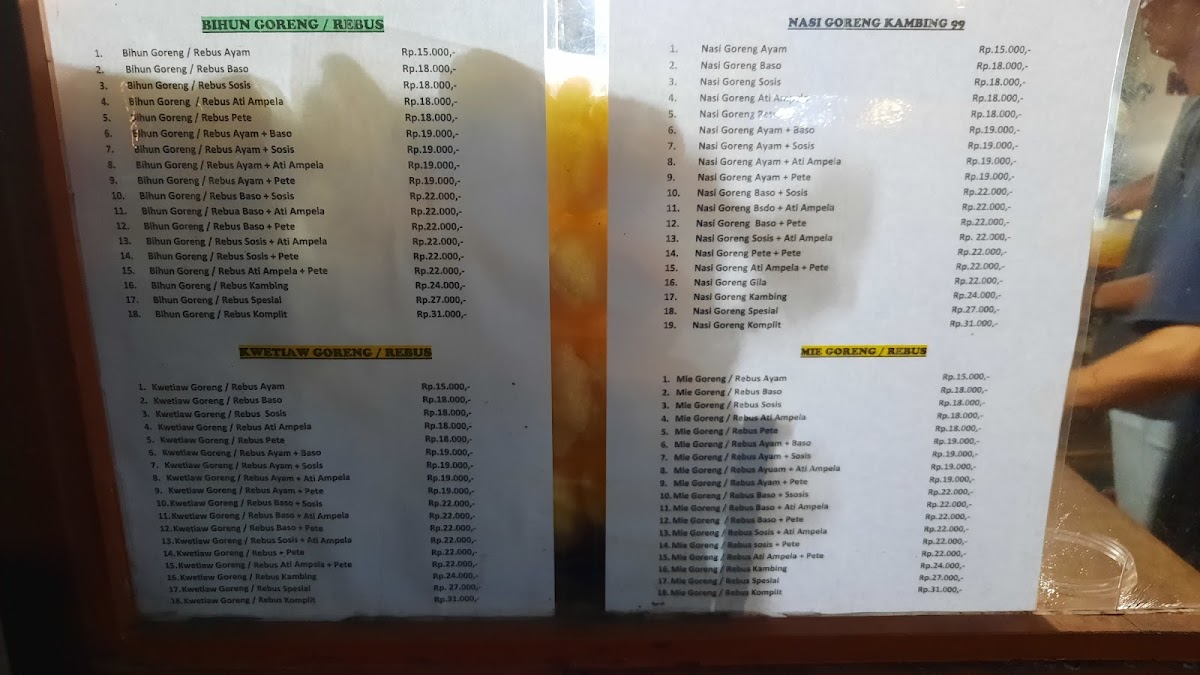 Nasi Goreng Kambing 99 Mas Yanto Menu 2
