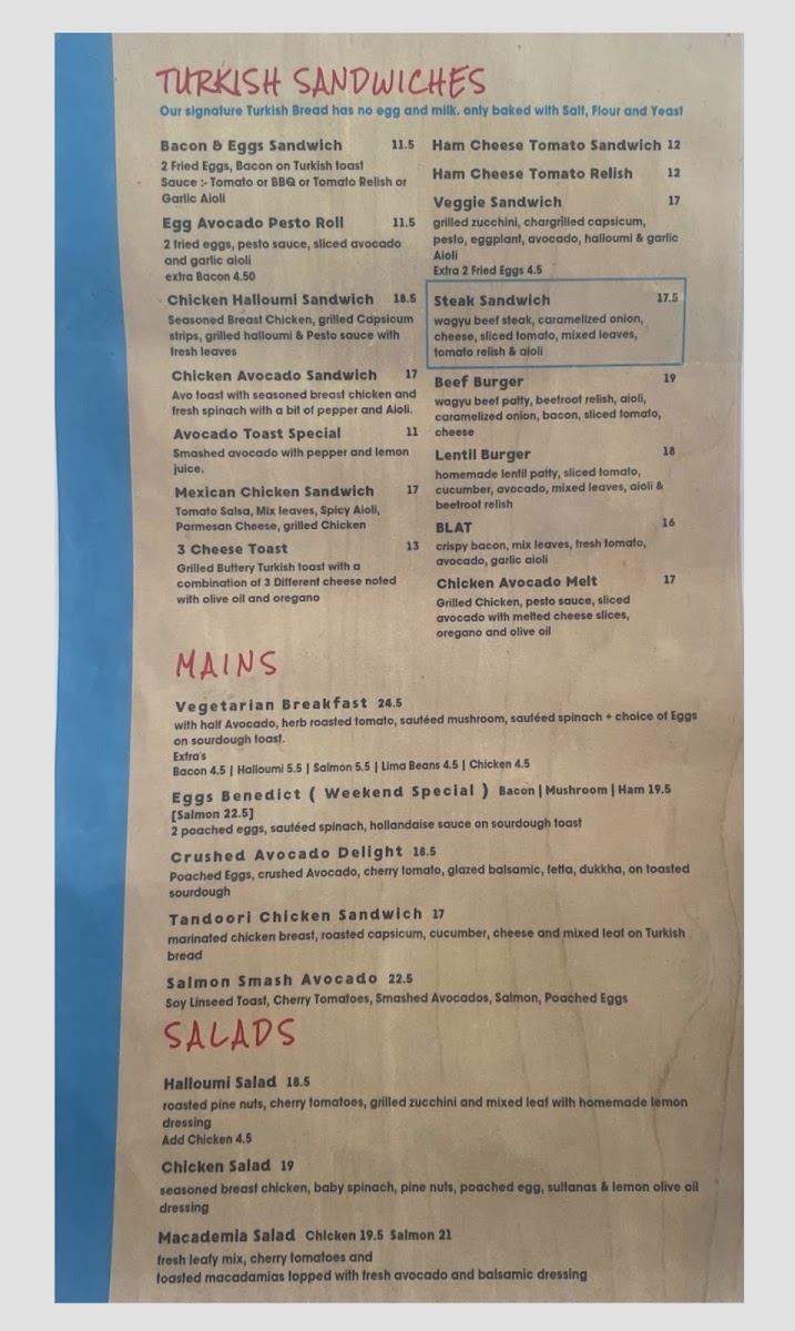 Madame Frou Frou Menu 1