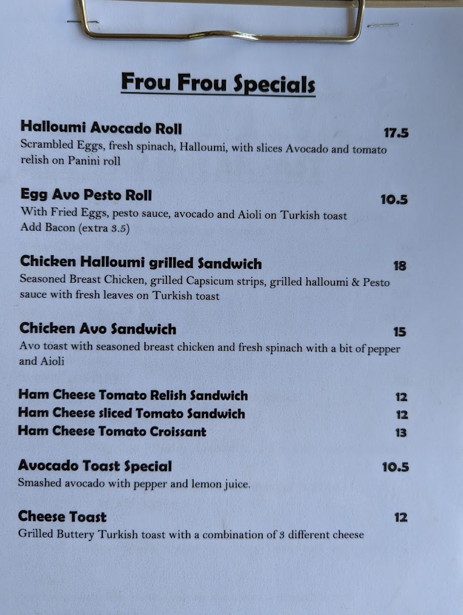 Madame Frou Frou Menu 6