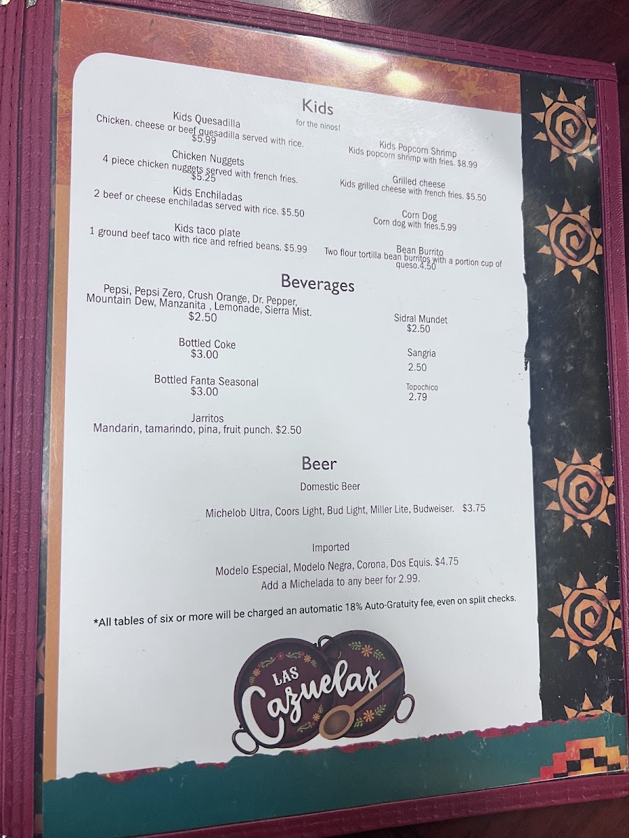 Las Cazuelas Menu 1