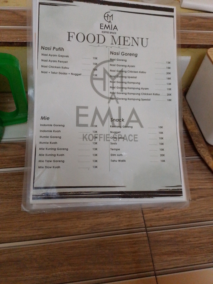 Emia Koffie Space Menu 2