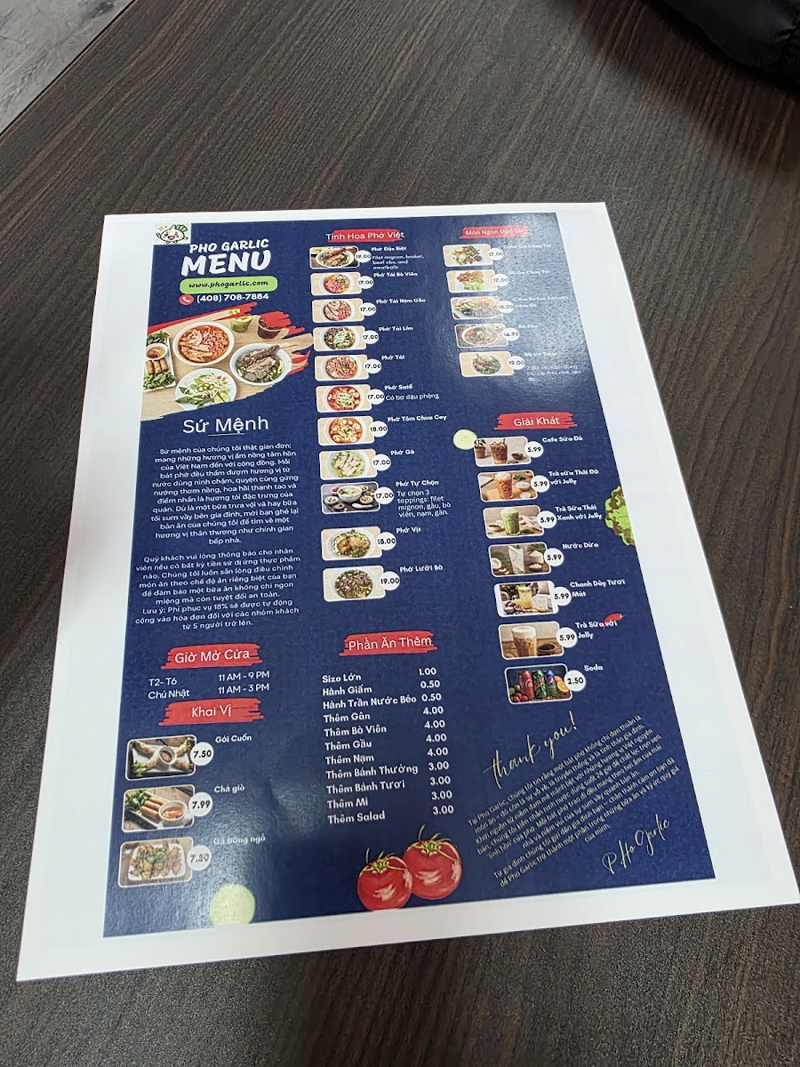 Pho Garlic Menu 10