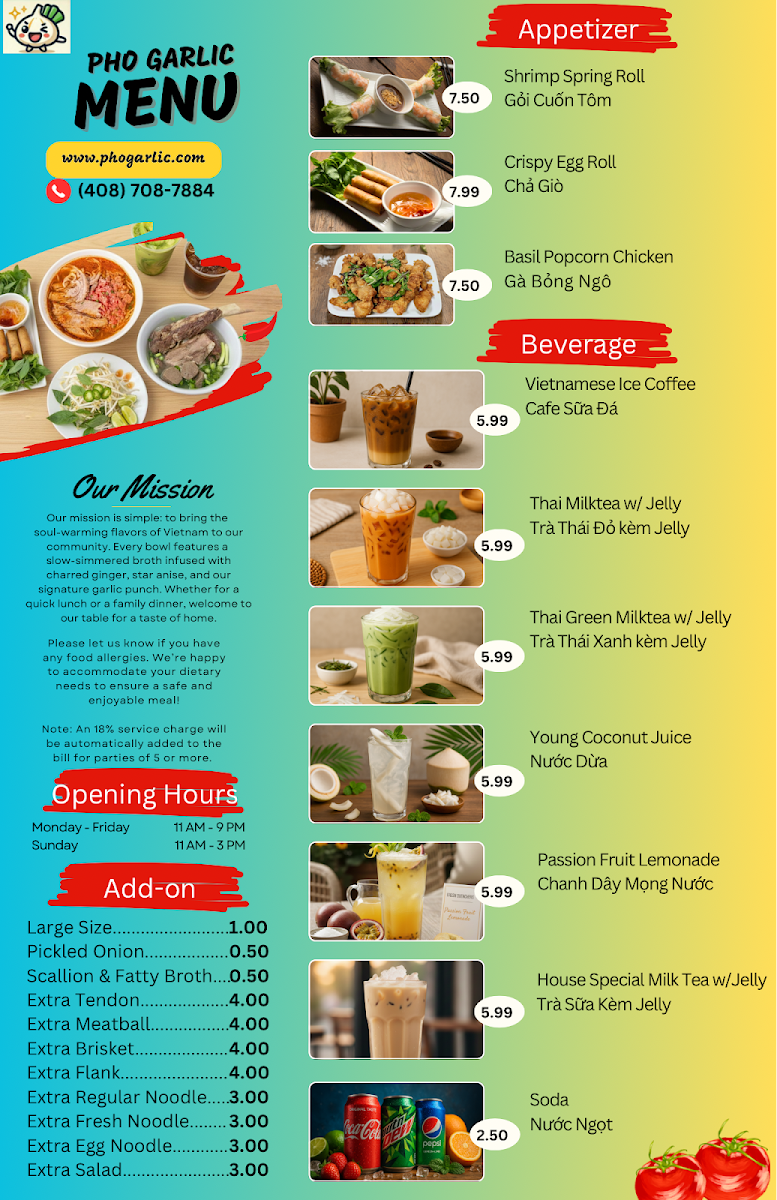 Pho Garlic Menu 2