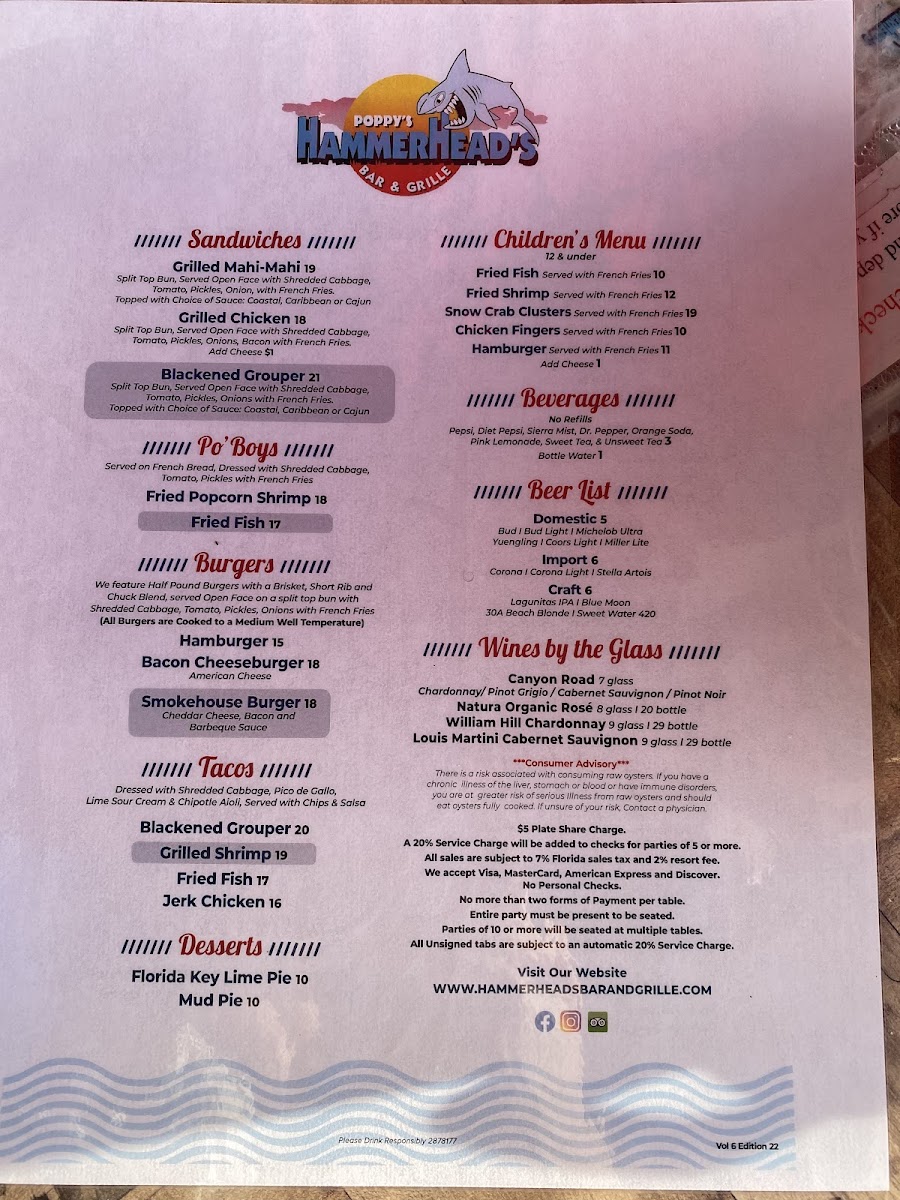 Hammerhead's Bar & Grille Menu 4
