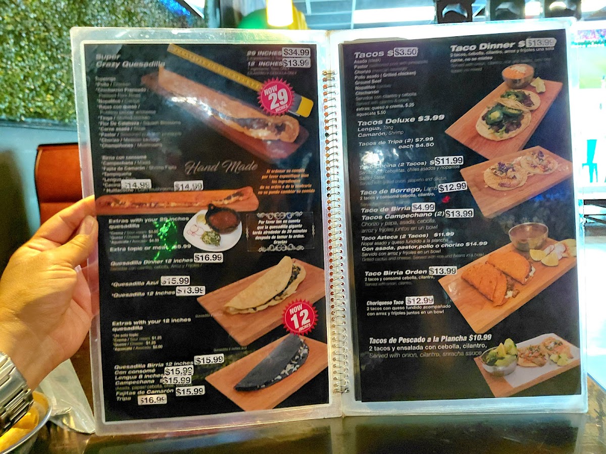 Crazy Quesadilla Mexican restaurant Menu 1