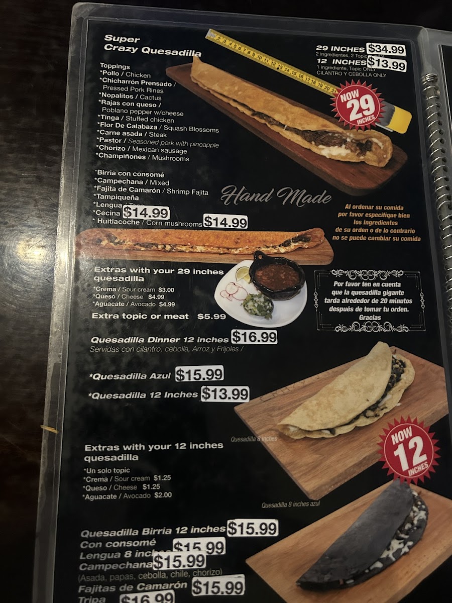 Crazy Quesadilla Mexican restaurant Menu 5