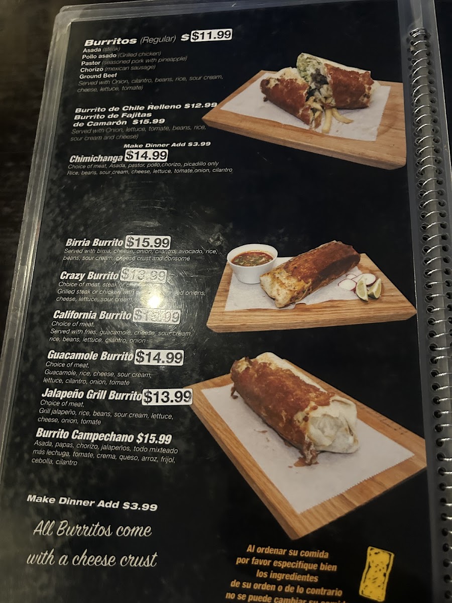 Crazy Quesadilla Mexican restaurant Menu 7