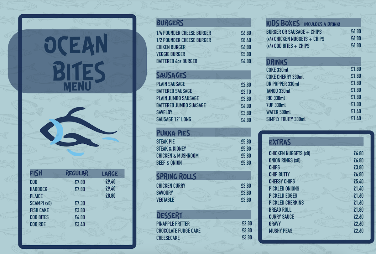 Ocean Bites Fish & Chips Menu 1