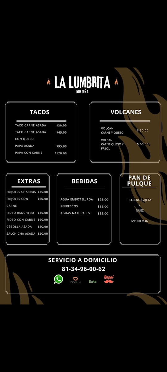 La Lumbrita Norteña Menu 1