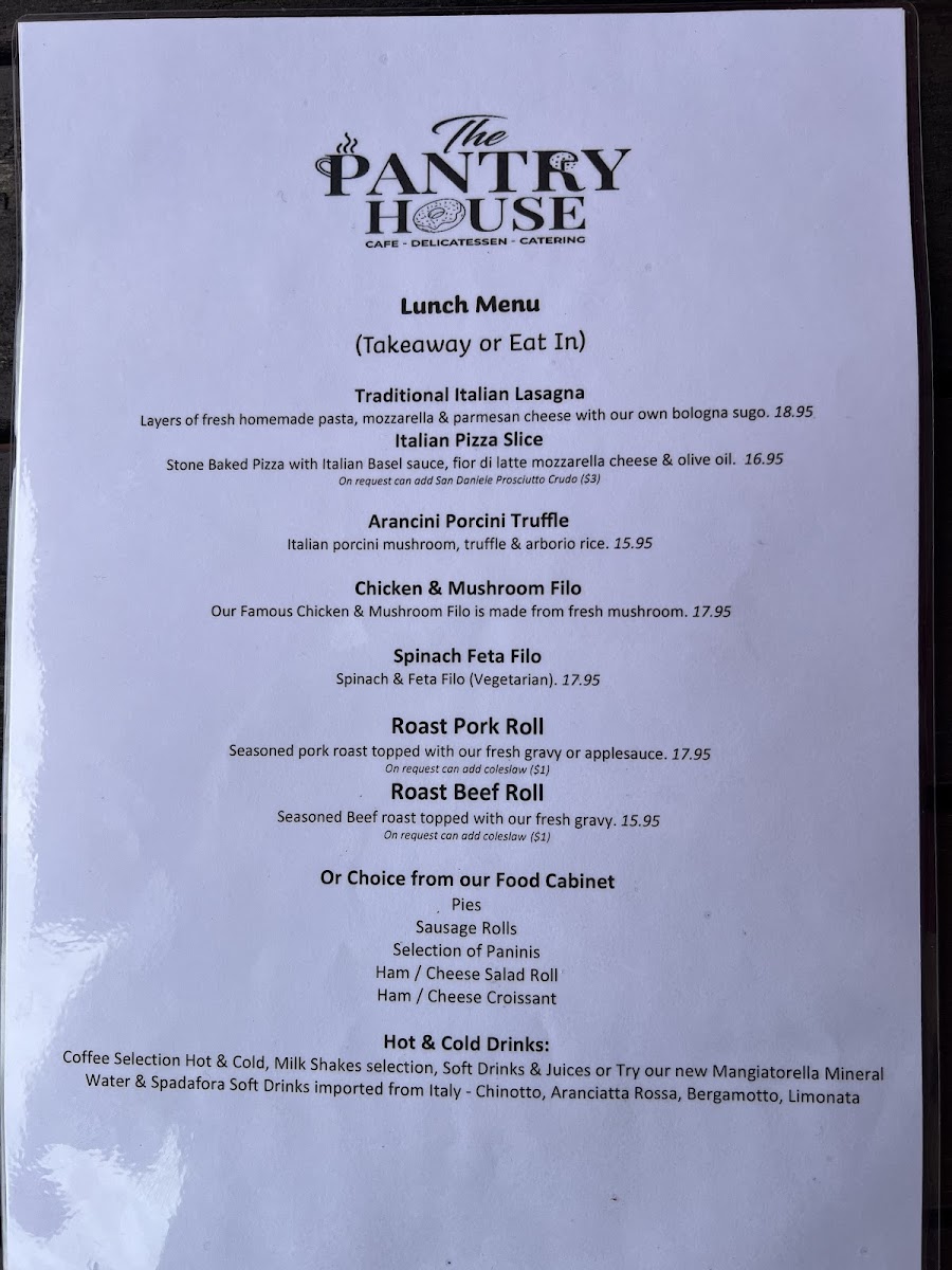 The Pantry House Menu 2