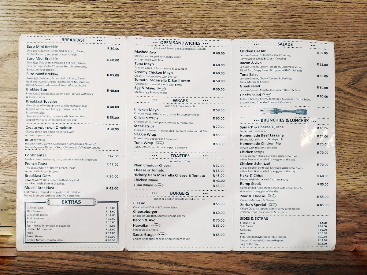 Beantree Café @ Euro Superspar Menu 1