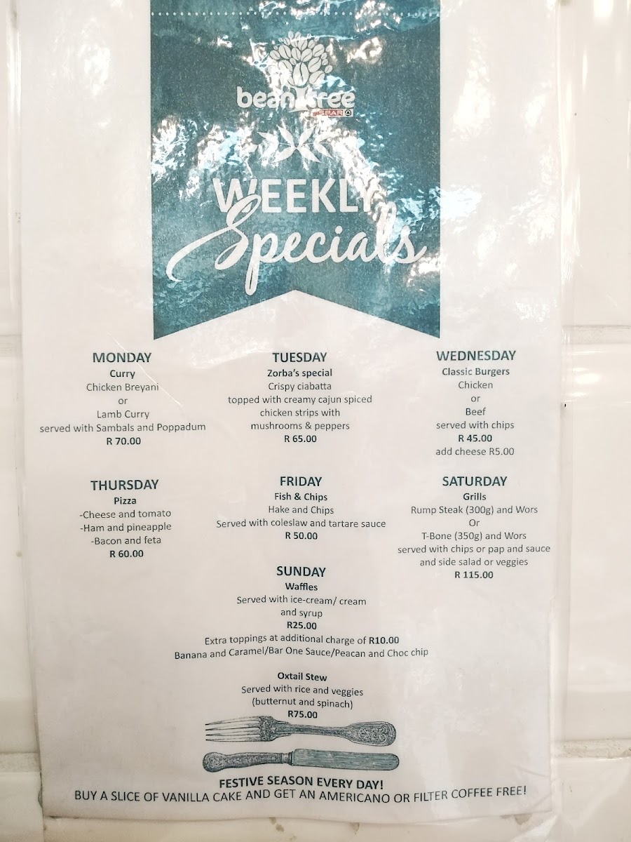 Beantree Café @ Euro Superspar Menu 2