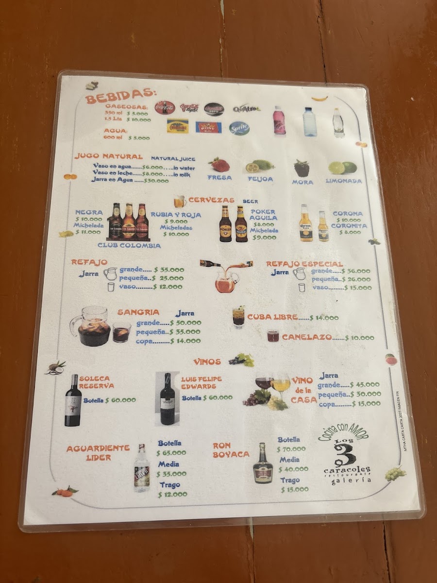 Los Tres Caracoles Restaurante Menu 4