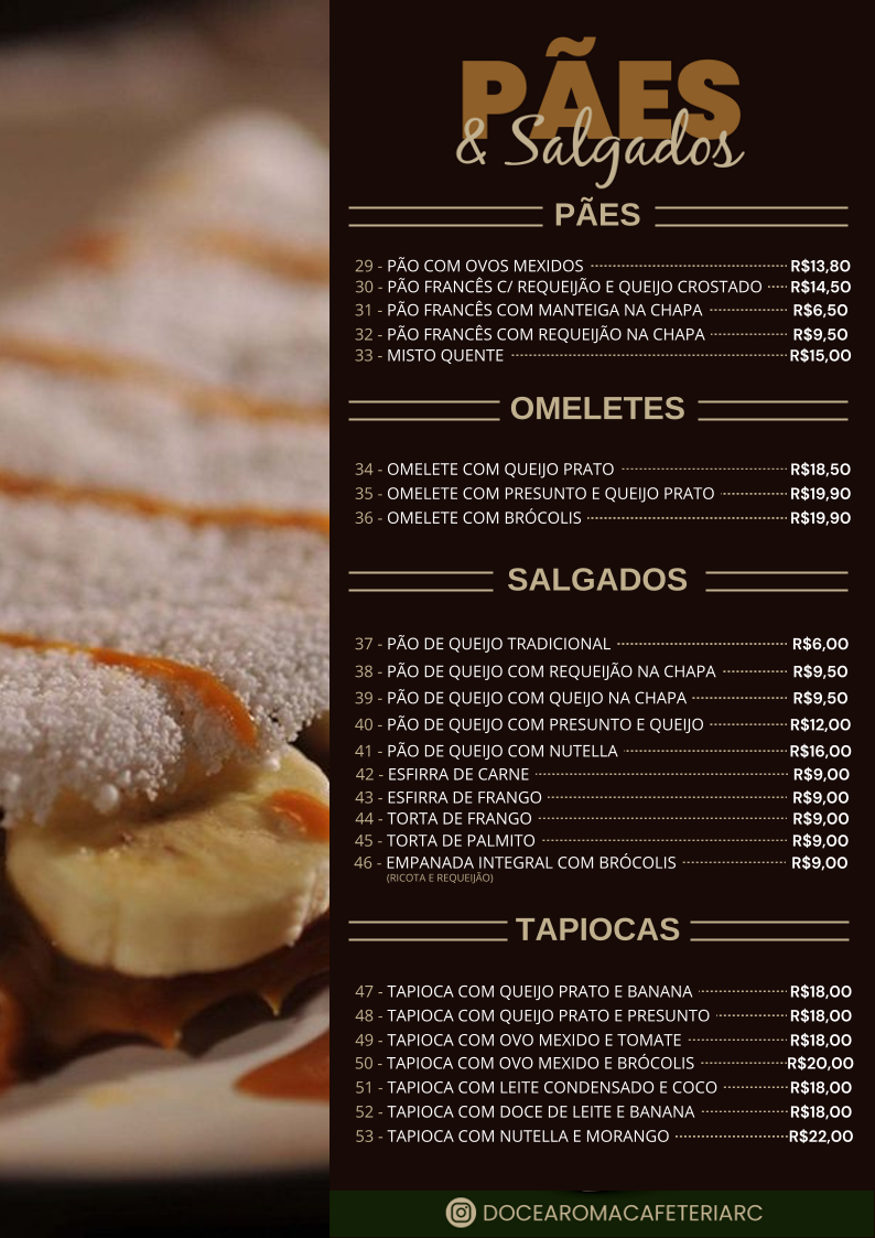 Doce Aroma Cafeteria Menu 2