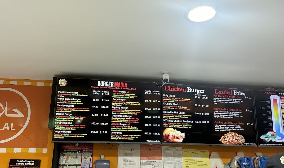Halal Burgers Menu 1