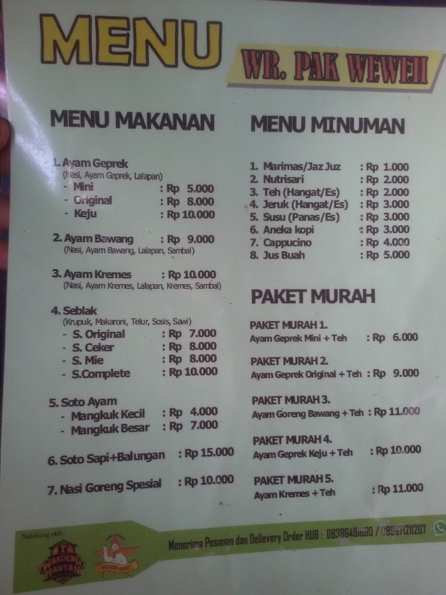 Warung Makan Pak Weweh Menu 1