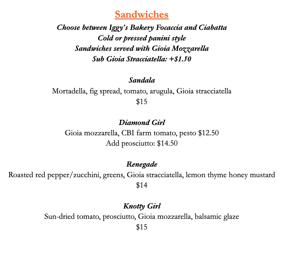ACK Gioia Menu 3