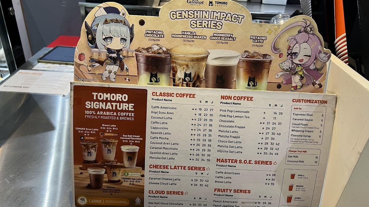 TOMORO COFFEE - Jl. Kesehatan Raya Menu 1