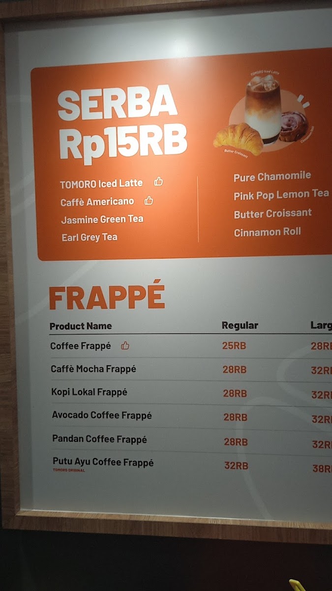 TOMORO COFFEE - Jl. Kesehatan Raya Menu 9