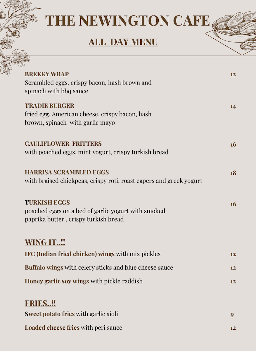 The Newington Cafe & Catering Menu 2