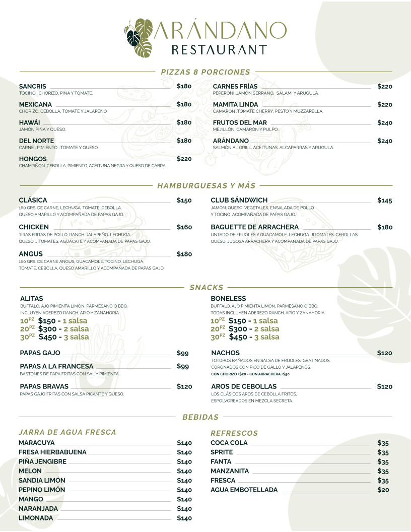 ARÁNDANO RESTAURANT Menu 1