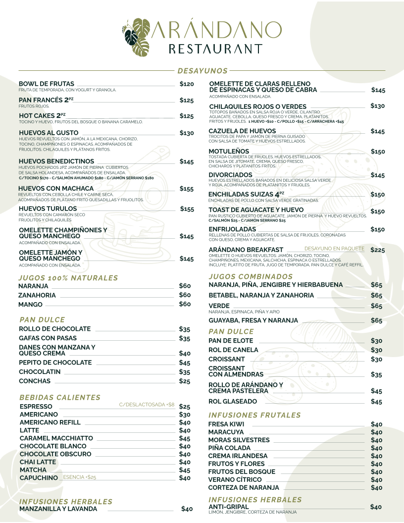 ARÁNDANO RESTAURANT Menu 2