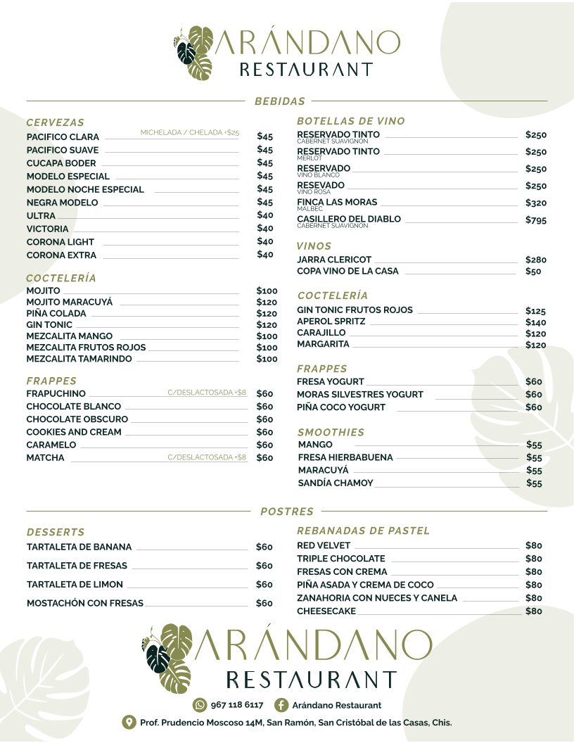 ARÁNDANO RESTAURANT Menu 3