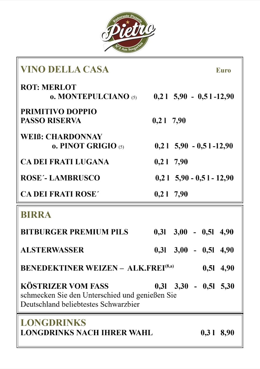 Ristorante Pizzeria N°2 Pietro Am Seegarten Menu 10