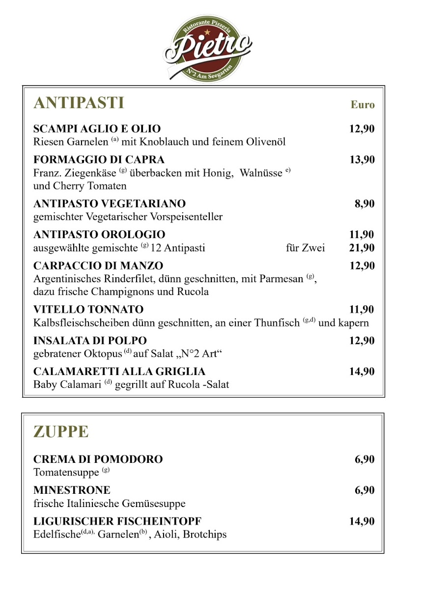 Ristorante Pizzeria N°2 Pietro Am Seegarten Menu 6