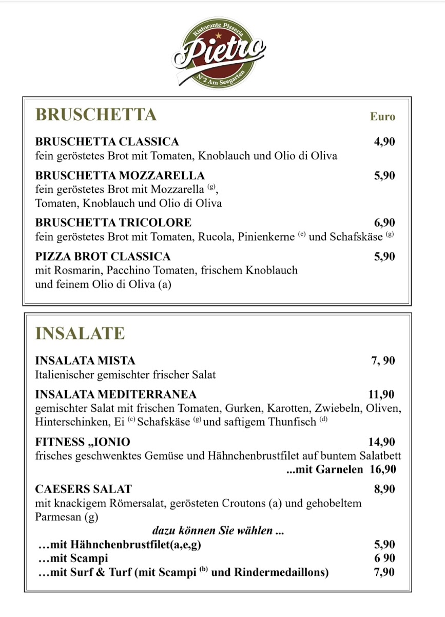 Ristorante Pizzeria N°2 Pietro Am Seegarten Menu 7