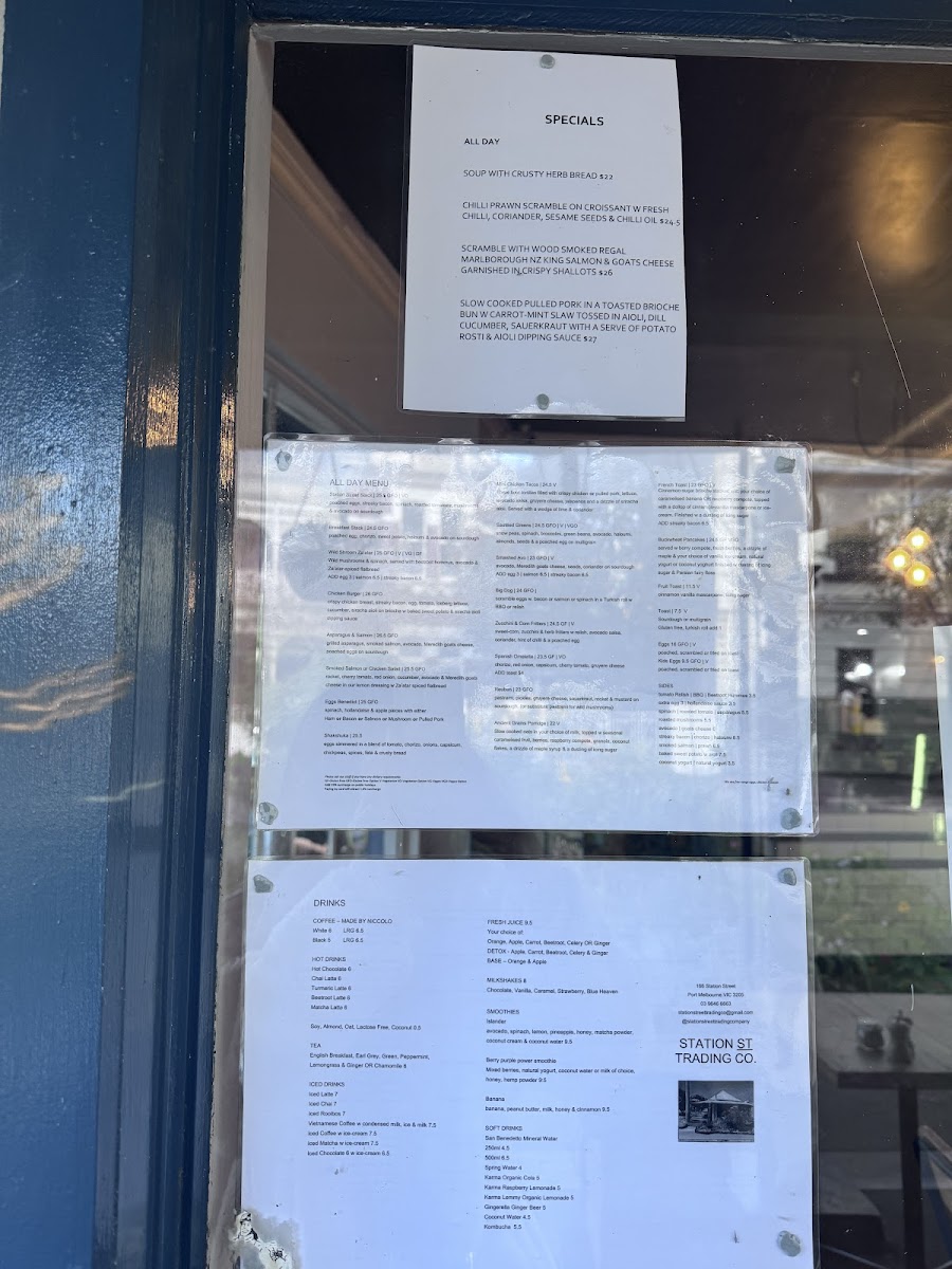 Station Street Trading Co. Menu 1