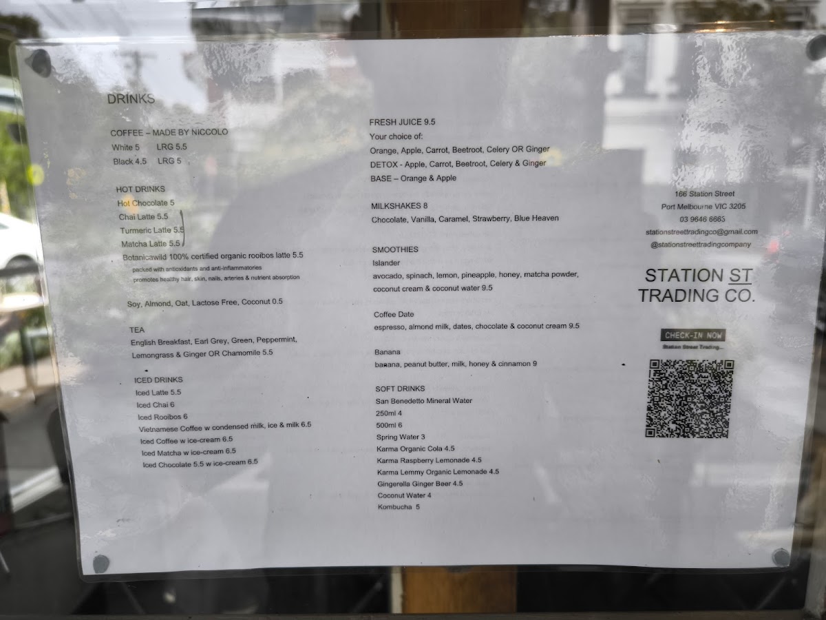Station Street Trading Co. Menu 2