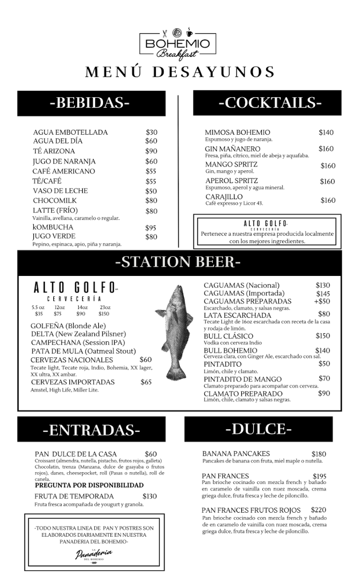 BOHEMIO FOOD VAN Menu 1