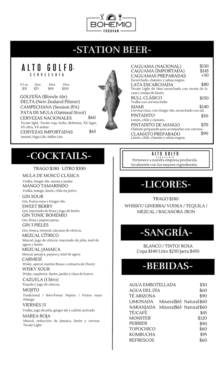 BOHEMIO FOOD VAN Menu 3