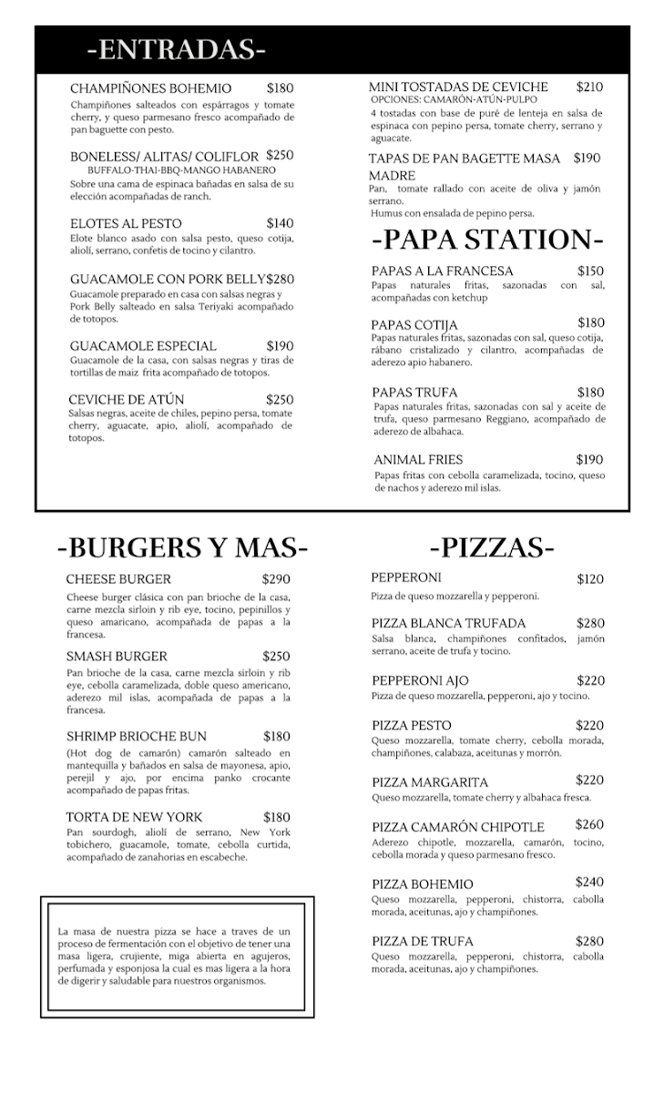 BOHEMIO FOOD VAN Menu 5