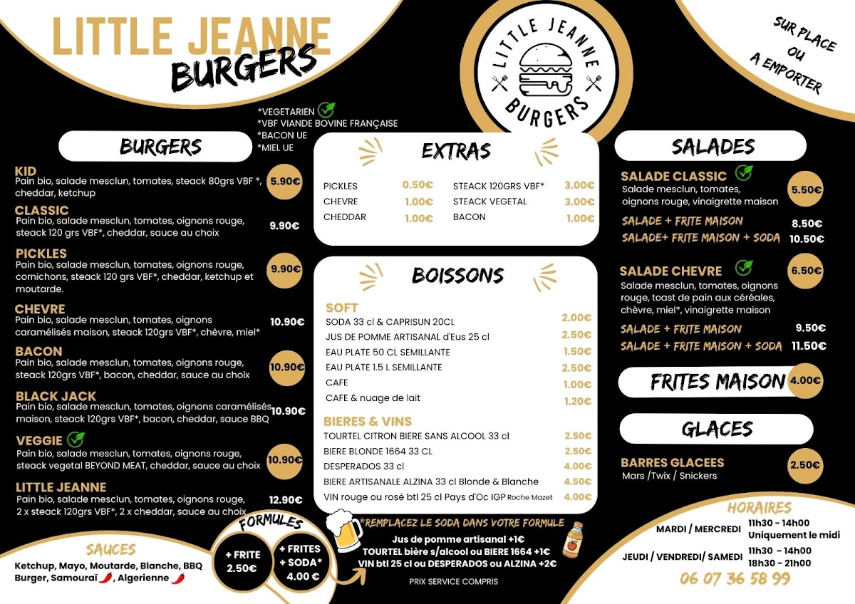 Little Jeanne Burgers Menu 2
