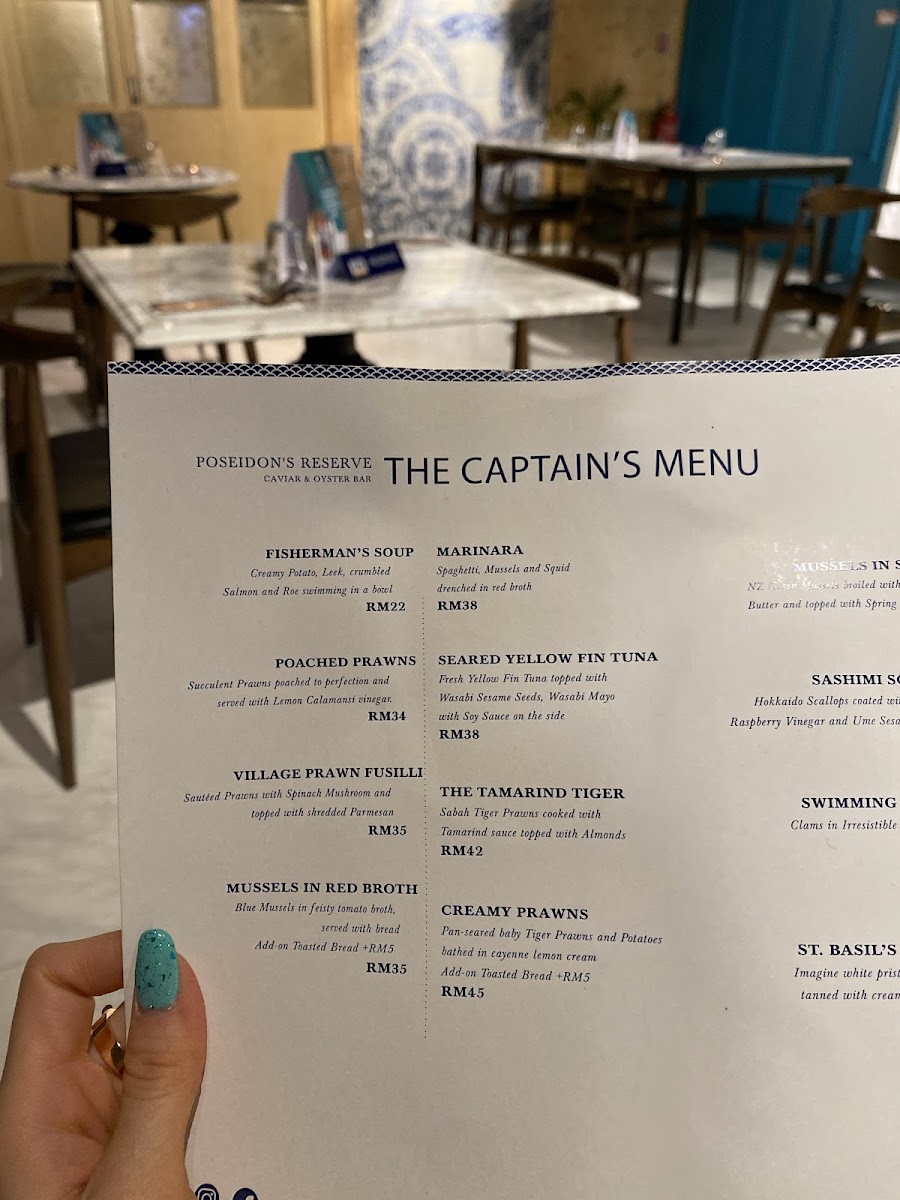 Poseidon Reserve Caviar & Oyster Bar Menu 1