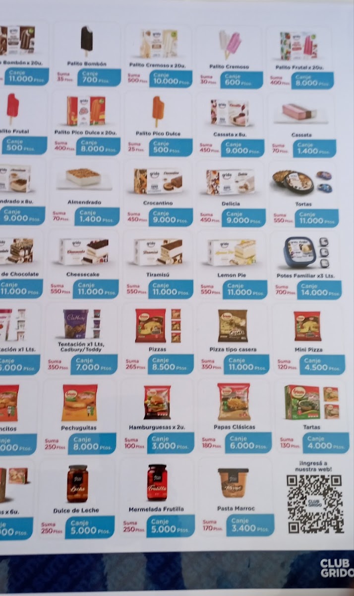 Grido helado Menu 2
