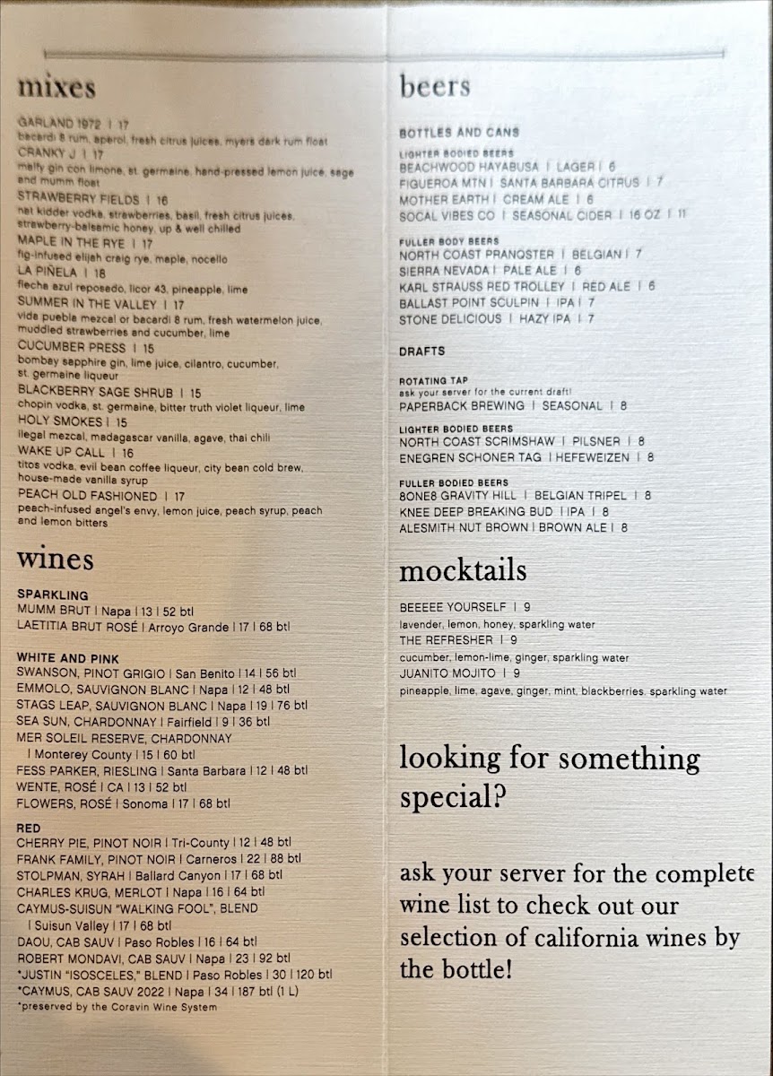 The Front Yard Menu 1