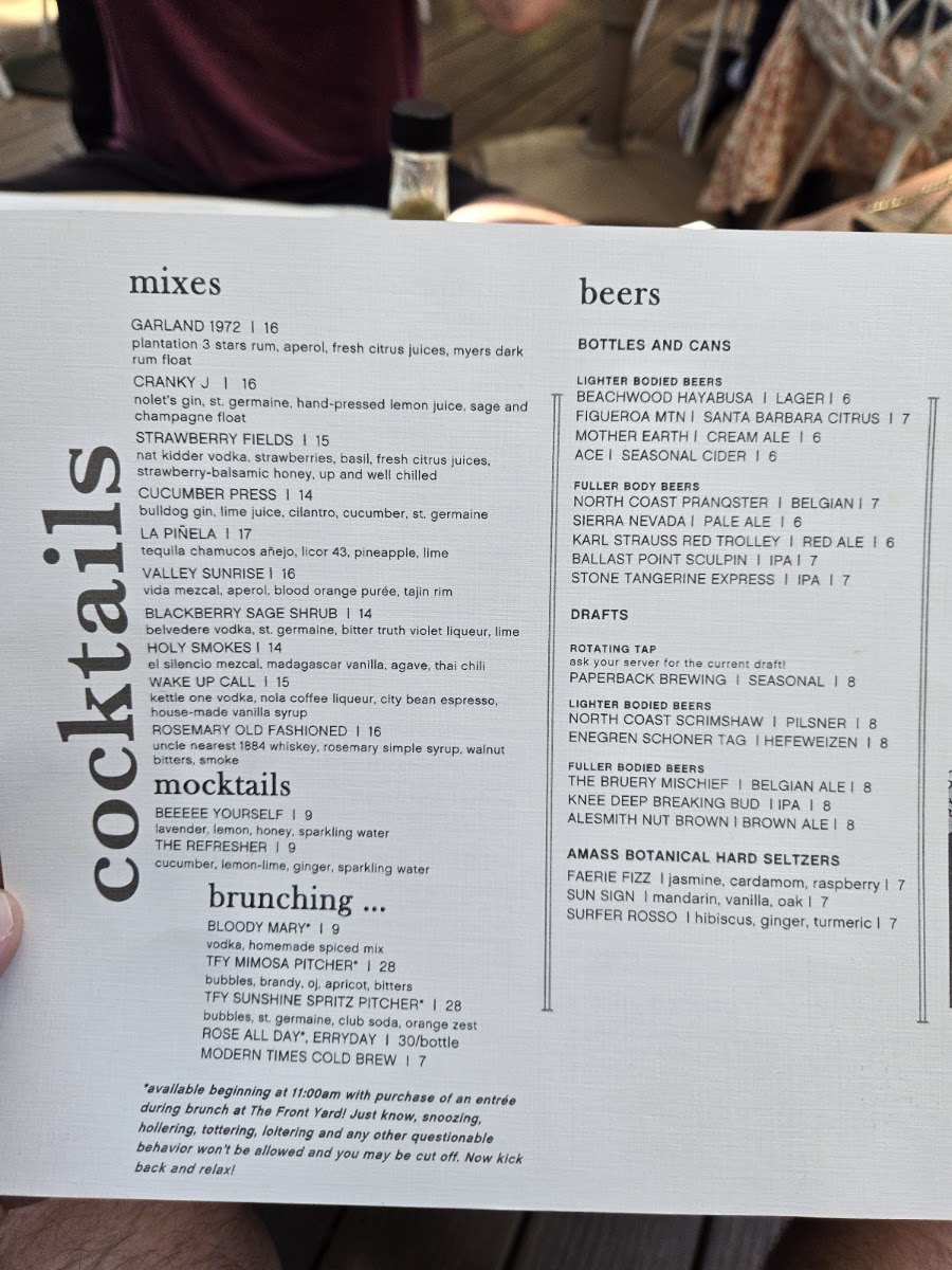 The Front Yard Menu 10