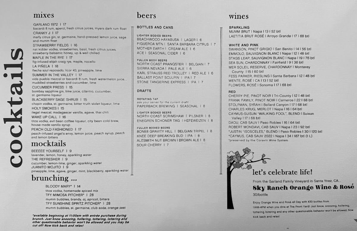 The Front Yard Menu 3