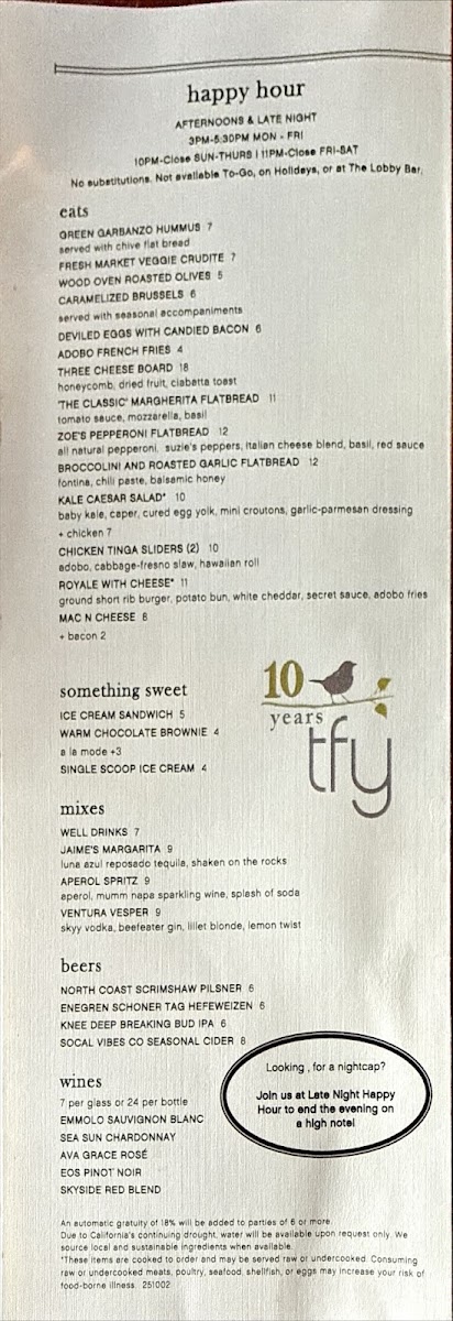 The Front Yard Menu 7