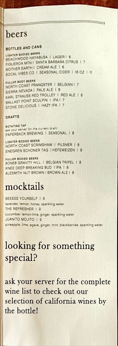 The Front Yard Menu 9