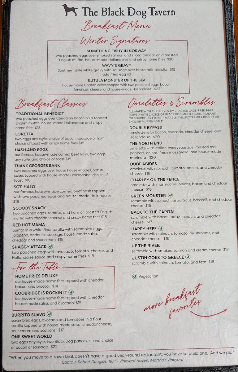 The Black Dog Tavern Menu 1