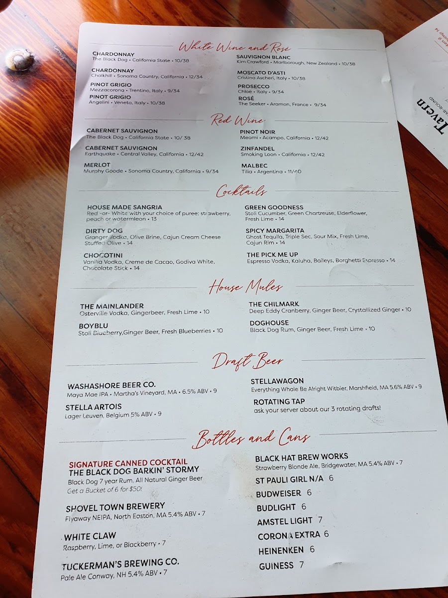 The Black Dog Tavern Menu 7