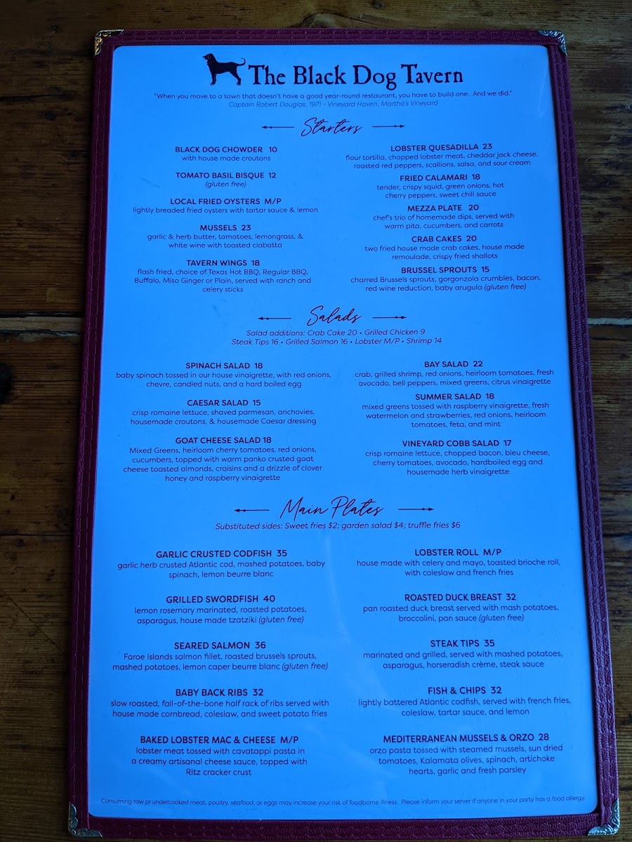 The Black Dog Tavern Menu 8